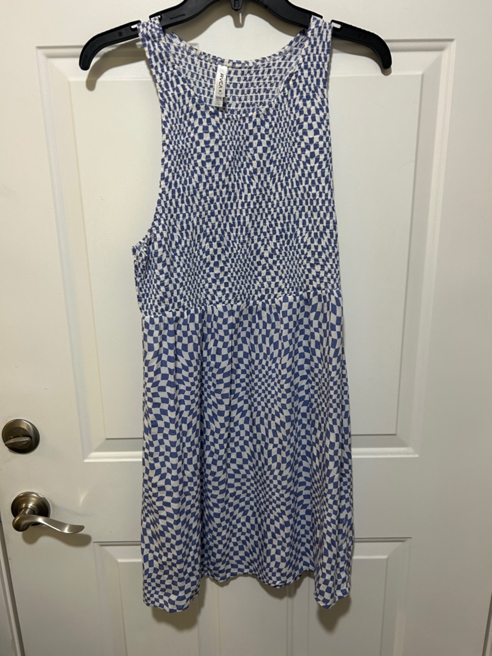 RVCA Blue and White Patterned Sleeveless Dress